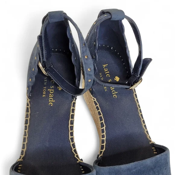 Kate Spade Polly Suede Espadrille Wedge Sandals 10B Dark Blue - Picture 10 of 12